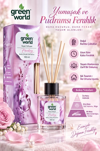 Green World Powdery Bambu Çubuklu Oda Kokusu 100 Ml