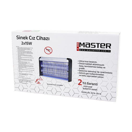 Master Mtr-2x15 Sinek Öldürücü Cız Cihazı Makine (30w) (2pcs Led Floresan) (80m2 Etkili) (3000v Gerilim) (52.5x10x31.5cm)