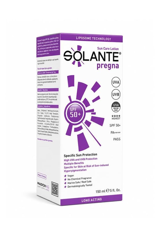 Solante Pregna Hamileler için 150 Ml 50 Faktör Güneş Losyonu