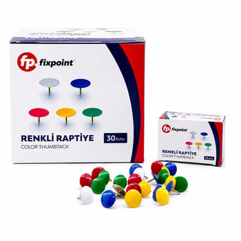 Fixpoint P-2411 ( 25pcs ) Metal Renkli Raptiye ( Kutulu )