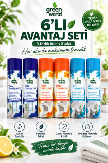 6’lı Avantaj Temizlik Seti – 2 Fırın + 2 Cam + 2 Wc Temizleyici Köpük Sprey