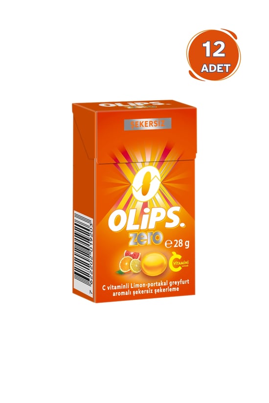 Olips Zero Şekersiz Limon & Portakal & Greyfurt Aromalı C Vitaminli Şeker 28 gr - 12 Adet