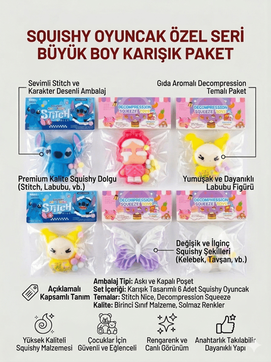 Squishy Oyuncak Özel Seri Büyük Boy Karışık Paket