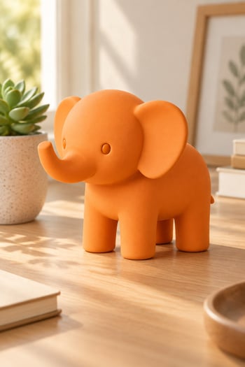 Bereketli Sevimli Fil Figürlü Mini Biblo Turuncu
