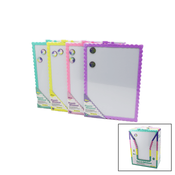 İ14-010 Magnetic Whiteboard ( 28x39.5cm ) ( Büyük ) Manyetik Yazı Tahtası ( Çift Taraflı ) ( Renkli Çerçeve )