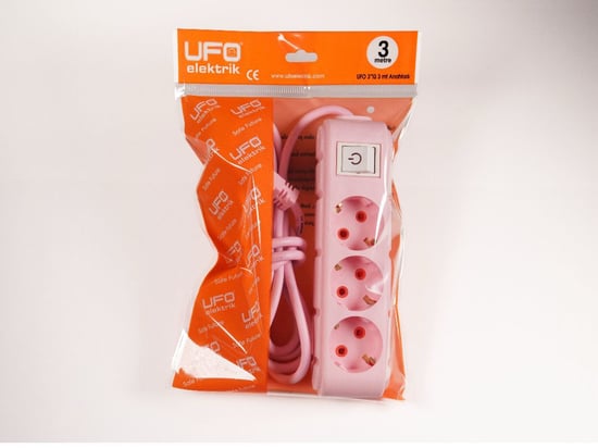 Ufo 3'lü 5 Metre Anahtarlı Grup Priz Pembe