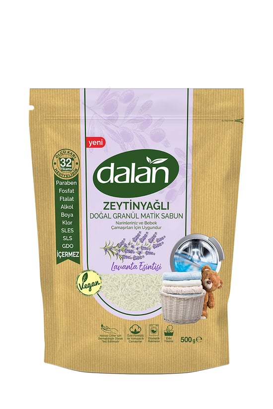 Dalan Matik Vegan Organik Lavanta Parfümlü Beyazlar ve Renkliler için Granül Sabun 500 Gr