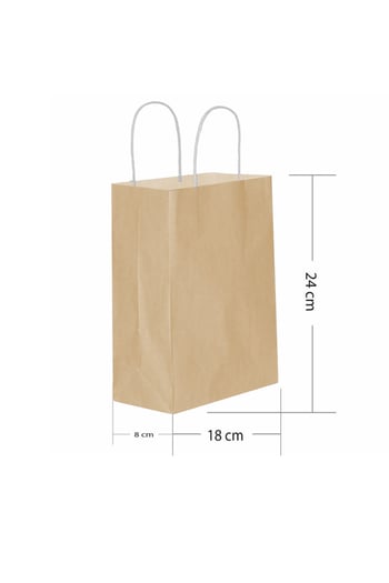 Roll-Up Kraft Çanta Naturel Küçük Boy 18x24cm 25 Adet