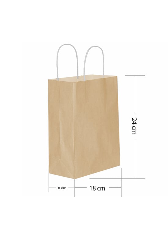 Roll-Up Kraft Çanta Naturel Küçük Boy 18x24cm 25 Adet