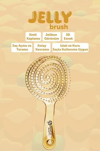 Proco Beauty Pro Jelly Saç Fırçası - Üç Boyutlu 3d Esnek Açma Tarama Saç Fırçası ( Çilek Pembesi, Portakal Turuncusu, Limon Sarısı)