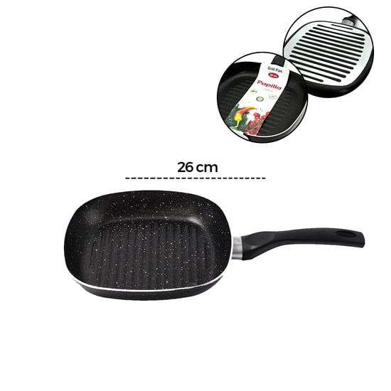 Papilla Ragnar ( Grill Pan ) ( 26cm ) ( Tava ) ( Granit ) ( Dış Kırçıl ) ( Tek Saplı ) ( Brkt-739620 )