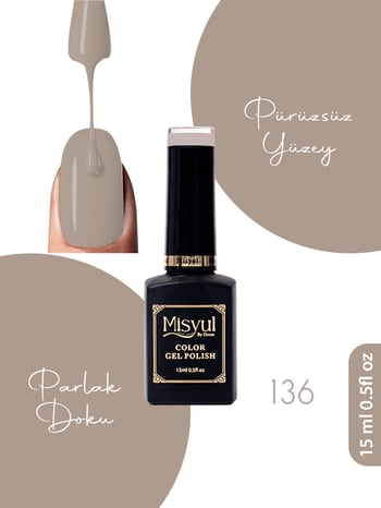 Misyul Uv Led Kalıcı Oje Nail Art 15 Ml 136