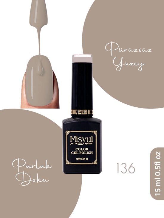 Misyul Uv Led Kalıcı Oje Nail Art 15 Ml 136