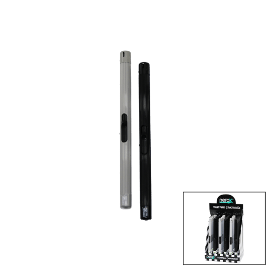 Nerox Nrx-404b ( Siyah & Gri ) ( Kalem Modeli ) Ocak Mutfak Çakmak ( İtmeli Ateşleme )