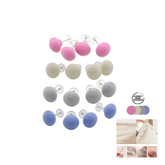 İ20-018 ( 4pcs ) ( Plastik & Mix Renk ) Mantar İğne Uçlu Yorgan Klips & Nevresim Tutucu Sabitleyici