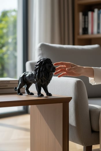 Aslan Figürlü Dekoratif Biblo Siyah