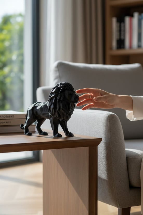 Aslan Figürlü Dekoratif Biblo Siyah