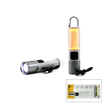 Kırgıl-005 (2in1) (kamp & Çok Amaçlı) El Feneri (usb Şarjlı) (zoom) (6 Fonksiyon Işık=doğal & Renkli) (askı Mandalı) (şarj Göstergesi)