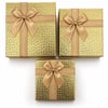 İ12-085 (3pcs) (kare) (parlak Mix Renkli & Kabartma Desen) Karton Hediye Kutusu (kurdelalı) (19-17-15cm)