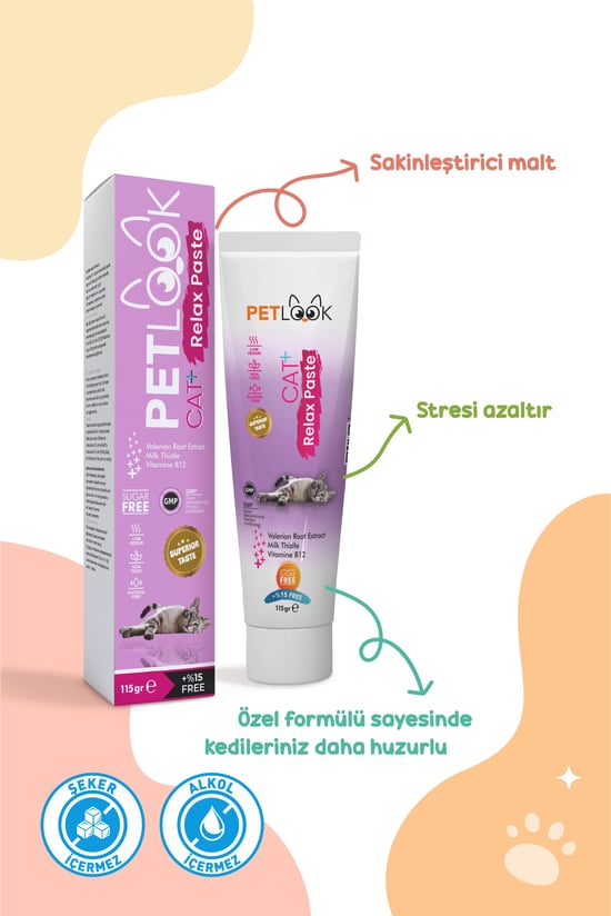 Petlook Sakinleştirici, Stres Azaltıcı ve Rahatlatıcı Relax Kedi Maltı Be Calming, Kedi Vitamini, Kedi Ödülü