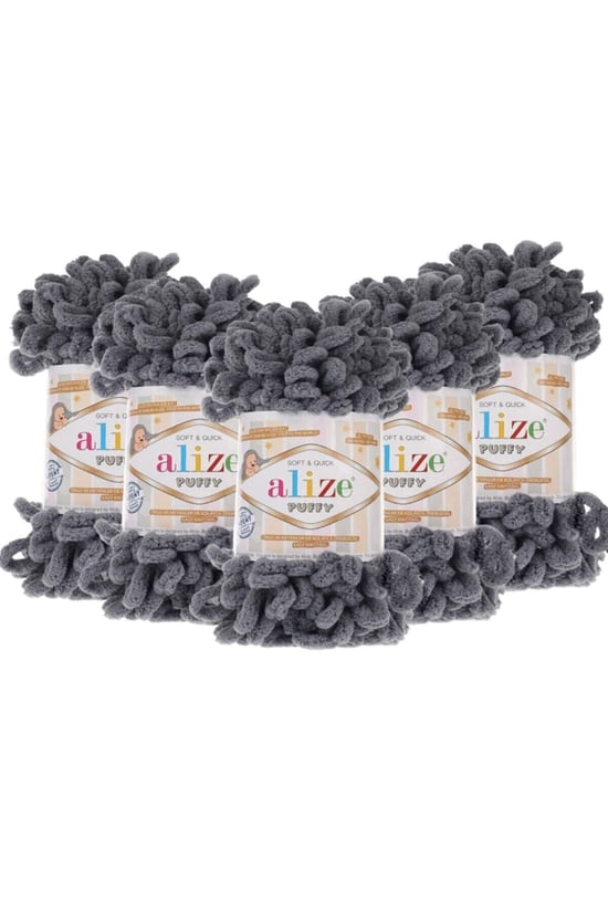 Alize Puffy El Örgü Ipliği - 87 Gri- 100 Gr. 9 Mt. Parmak Örgü Ipi
