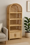Rafiste Dekoratif Hasır Kapaklı 5 Raflı Çok Amaçlı Kitaplık