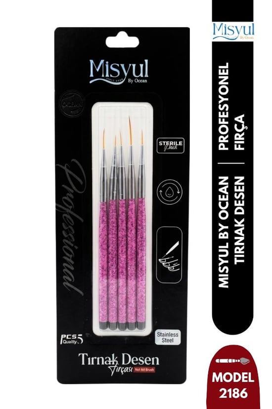 Misyul Tırnak Desen Fırçası 5'li Pembe Mıs-2186