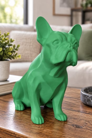 Fransız Bulldog Figürlü Dekoratif Biblo - 19cm Yeşil