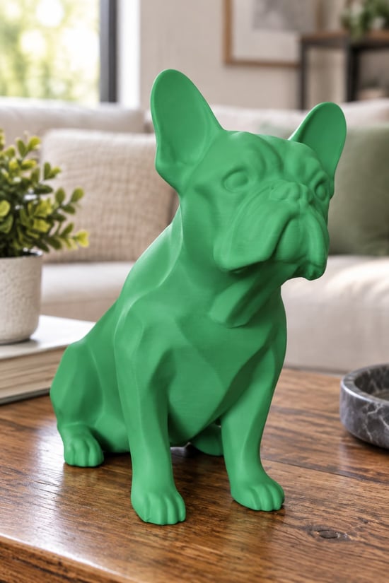 Fransız Bulldog Figürlü Dekoratif Biblo - 19cm Yeşil