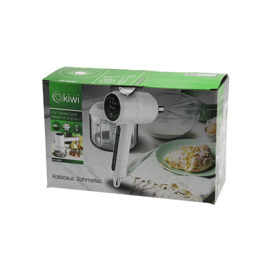 Kiwi Kc-8232 ( 2in1 ) (usb Şarjlı) Mikser & Doğrayıcı (20w) (200ml) (3-kademe Hız=ışıklı Gösterge) (dc 5v / 1a) (li-ion Pil:1500mah)