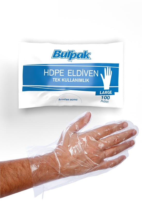 Burpak Hdpe Tek Kullanımlık Şeffaf Eldiven 100lü Paket