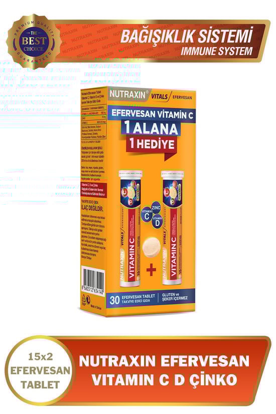 Nutraxin Vitamin C 1 Alana 1 Bedava 30 Efervesan Tablet