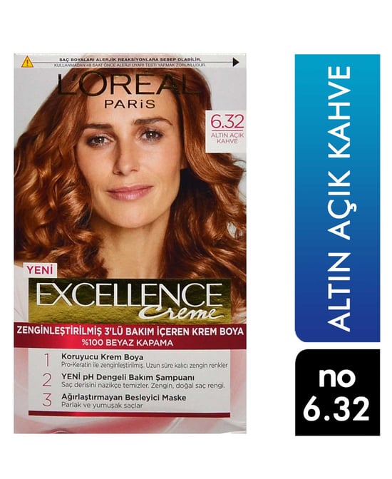 BARKOD-Loreal Excellence Set Saç Boyası Altın Açık Kahve No: 6.32