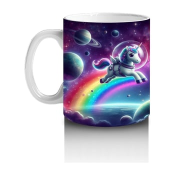 Çocuklara Sütü Sevdiren Astronot Gökkuşağı Unicorn Kupa Bardak