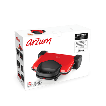 Arzum Ar2007 Sultane 1800w 4 Dilim Kapasiteli Izgara ve Tost Makinesi, 180 Derece Açılır Gövde Kırmızı