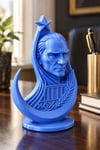 Ay Yıldızlı Atatürk Figürlü Dekoratif Mini Biblo Mavi