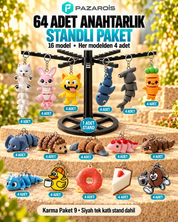 64 Adet Karışık Figürlü Toptan Anahtarlık Paketi 9