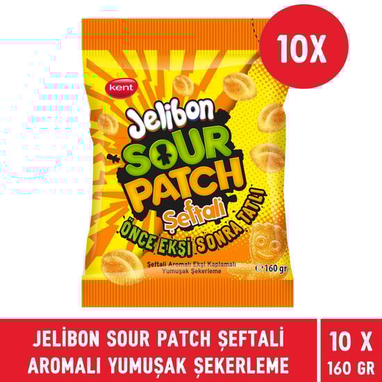 Jelibon Sour Patch Şeftali Aromalı Yumuşak Şekerleme 160 Gr - 10 Adet