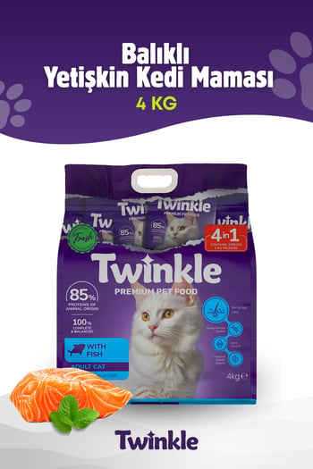 Twinkle Balıklı Yetişkin Kedi Maması 4 Kg.