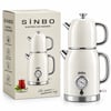 Sinbo Stm-5849 Krem ( Elektrikli ) ( Cam Demlikli ) ( Plastik ) Retro Çay Seti Çaycı ( Derece Göstergeli ) ( 1600w ) ( 1.8lt & 1lt )