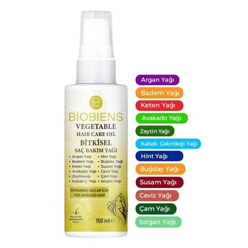 Biobiens 12 Çeşit Bitkisel Yağlı Yıpranmış Saçlar için Saç Bakım Spreyi 150 Ml