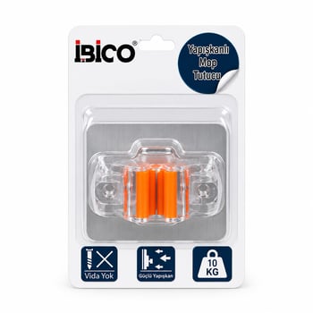 İ13-067 ( 2in1 ) ( Mika Kristal ) ( Mop Sap Tutucu & Askı ) ( Yapışkanlı Montaj=pvc Plaka ) (10kg. Taşıma)