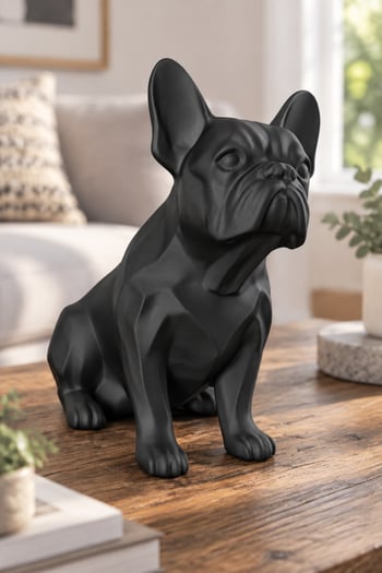 Fransız Bulldog Figürlü Dekoratif Biblo - 19cm Siyah