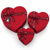 İ12-093 (3pcs) (kalp) (çizgili Mix Renkli & Kabartma Desen) Karton Hediye Kutusu (kurdelalı) (22x20-19x17-16x14cm)