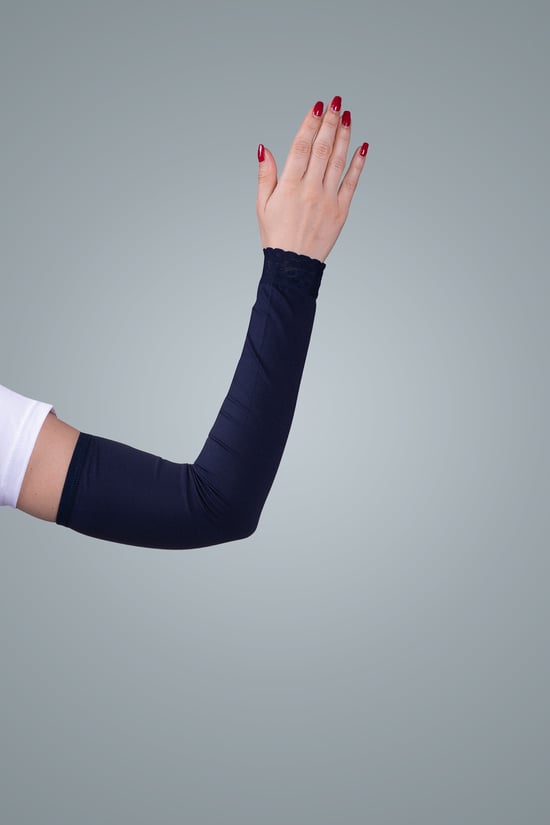 Hürrem Bone Lacivert Tesettür Kolluk Viskon Kumaş Dantelli 1002_02