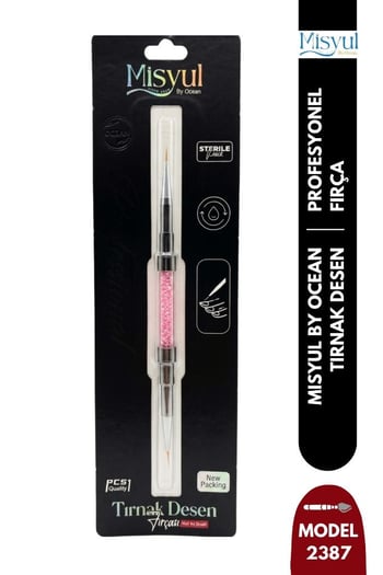 Misyul Tırnak Desen Fırçası Tekli Çift Taraflı Pembe Mıs-2387