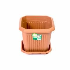 Hak 2 No Kare Saksı 15*13 Cm-Plastik Kare Saksı Tabak Dahil