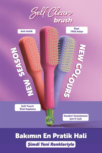 Proco Beauty Pro Selfcleanbrush - Saç Açma Tarama Masaj Fırçası- Kendini Temizleyen Saç Fırçası ( Pembe - Açık Yeşil, Lila Mor - Açık Yeşil, Mercan - Açık Gri)