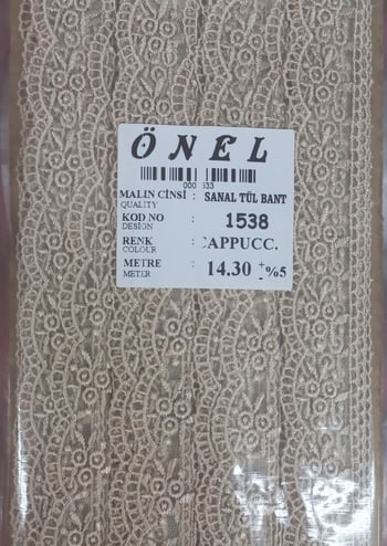 Dantel Polyester Sanal Tül Bant Cappucino 14,30 Metre En 6 Cm On-1538-c
