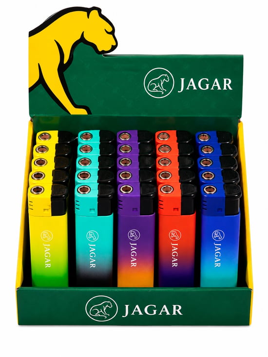Jagar Jcm 030 Renkli Degrade Çakmak – Siyah Detaylı Standlı Çakmak